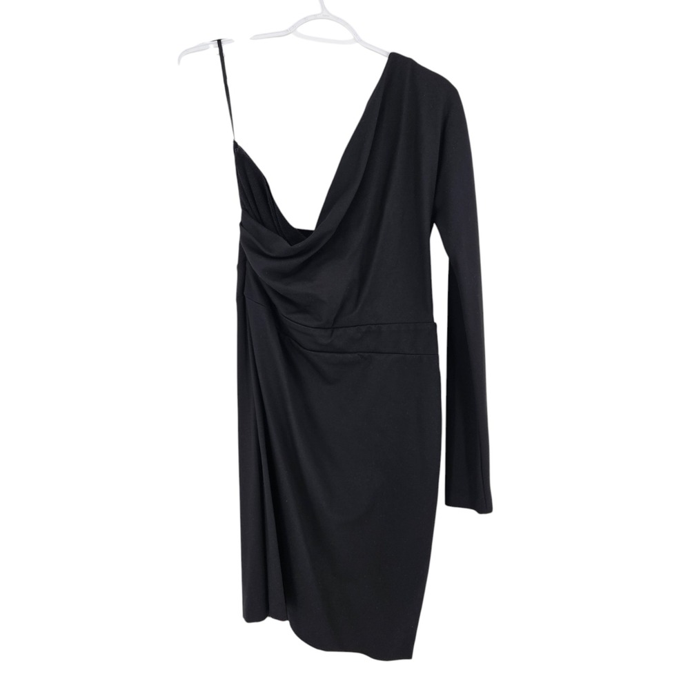 Blugirl Blumarine Dress Black Asymmetrical One Shoulder Long Sleeve NWOT Size 12